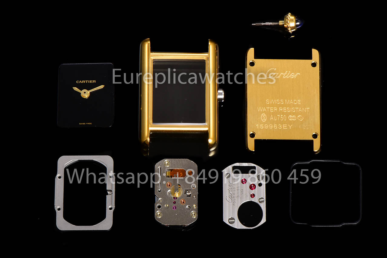 Cartier Tank TANK LOUIS CARTIER Mini 1:1 Beste Version Schwarzes Zifferblatt Gelbgold