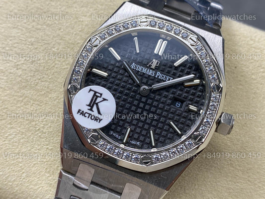 Audemars Piguet Royal Oak Quartz 33 mm 67651 Schwarzes Diamanten-Zifferblatt TK Factory 1:1 Beste Version