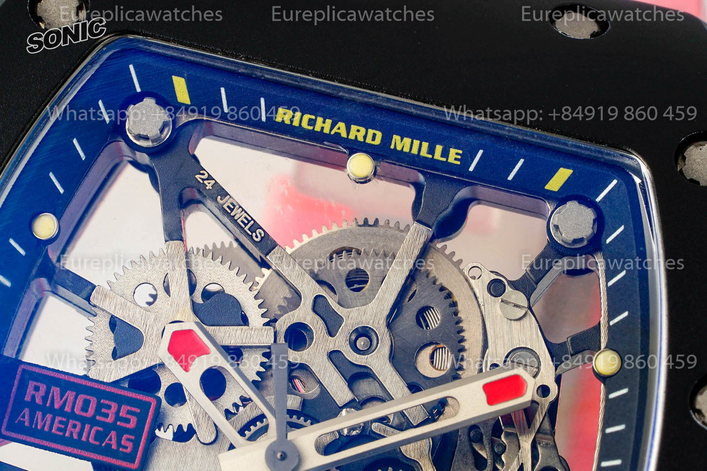 Richard Mille RM035 Americas Black Toro 1:1 Best Version Sonic Factory V4 Pink Strap