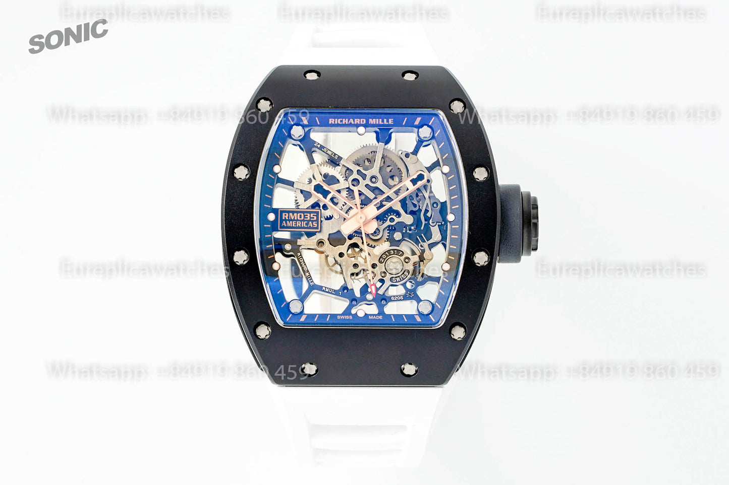 Richard Mille RM035 Americas Black Toro 1:1 Best Version Sonic Factory V4 White Strap