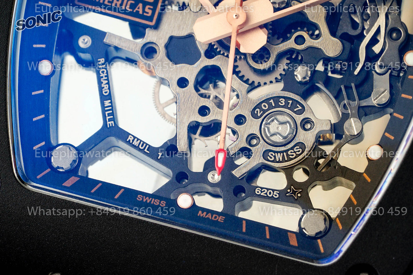 Richard Mille RM035 Americas Black Toro 1:1 Best Version Sonic Factory V4 White Strap