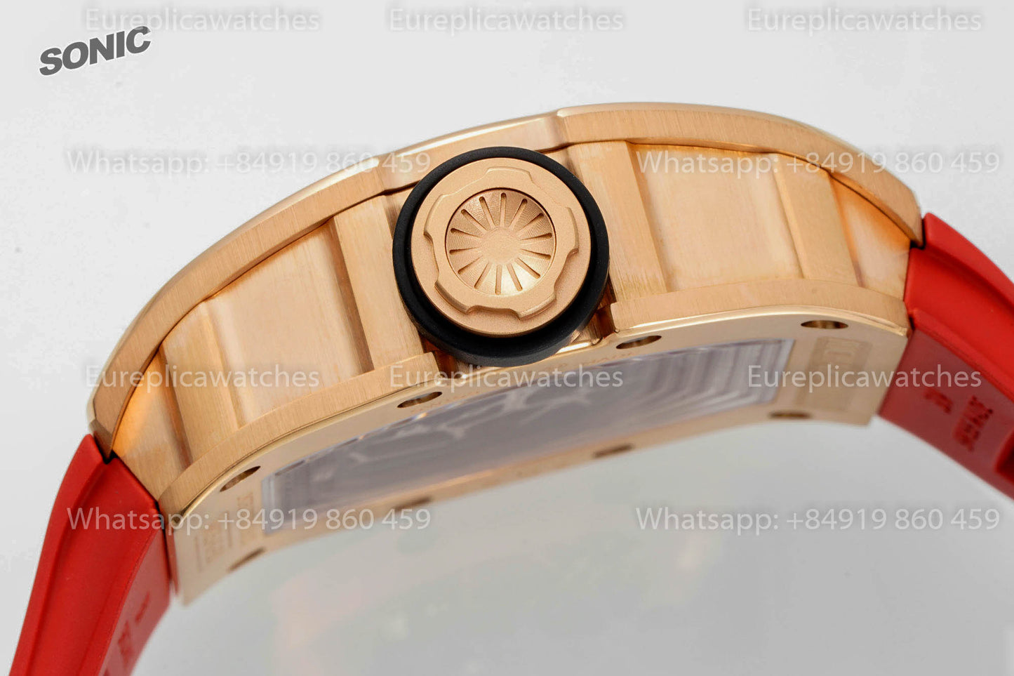 Richard Mille RM035 Rose Gold Toro 1:1 Best Version Sonic Factory V4 Red Rubber Strap