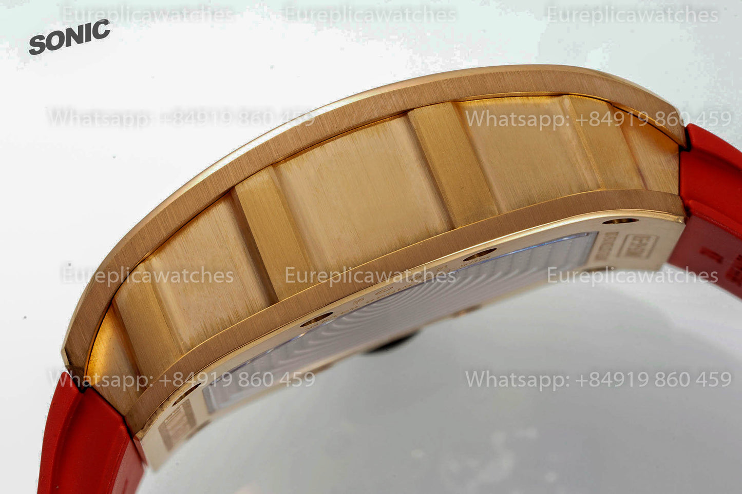 Richard Mille RM035 Rose Gold Toro 1:1 Best Version Sonic Factory V4 Red Rubber Strap