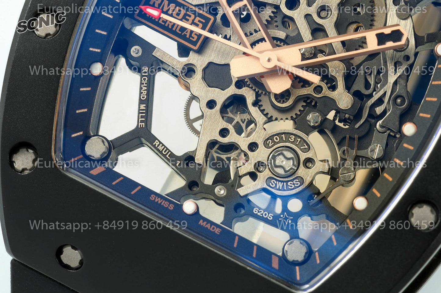 Richard Mille RM 035 RM035 Rose Gold TZP Americas Black Toro 1:1 Best Version Sonic Factory V4