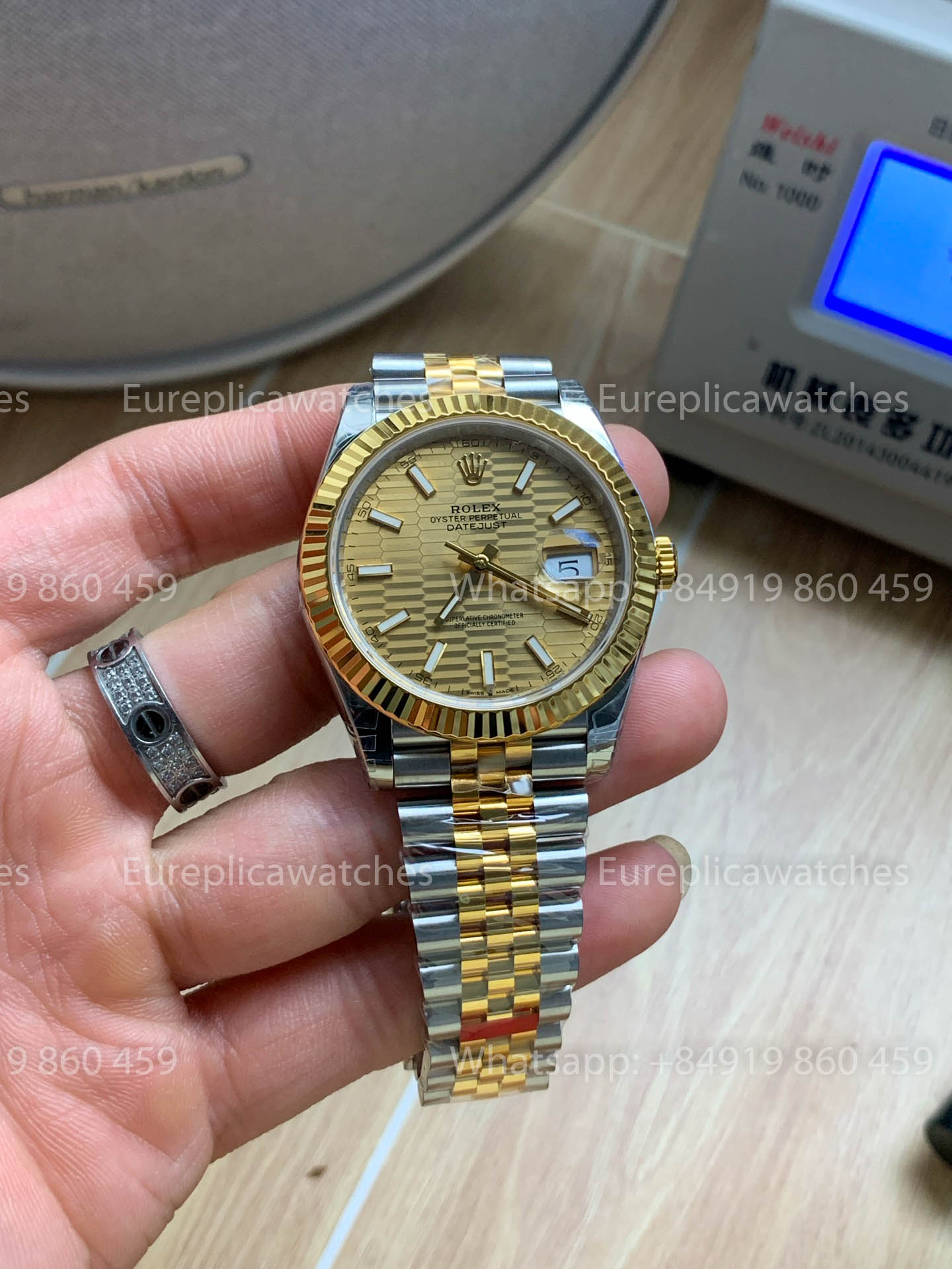 Rolex Datejust 41 M126333 Cadran à motif doré Lunette cannelée 1:1 Meilleure version VS usine