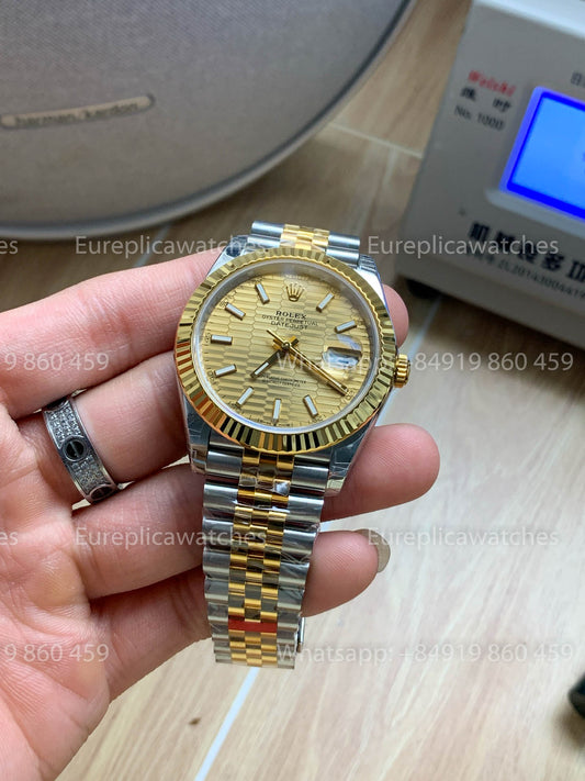 Rolex Datejust 41 M126333 Goldenes Motiv-Zifferblatt, geriffelte Lünette, 1:1, beste Version VS Fabrik