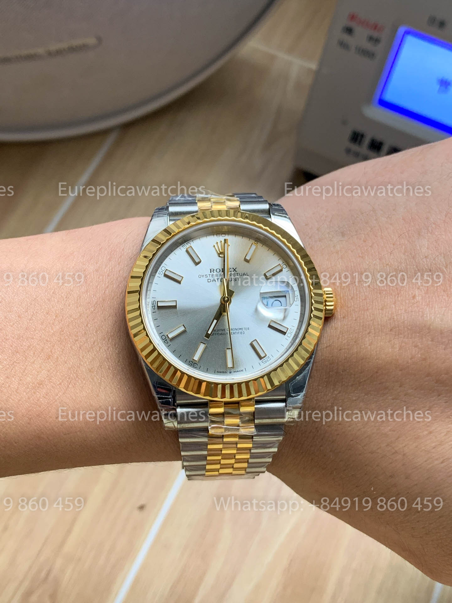 Rolex Datejust 41 M126333 Silbernes Zifferblatt Gelbgold Rolesor geriffelte Lünette 1:1 Beste Version VS Fabrik
