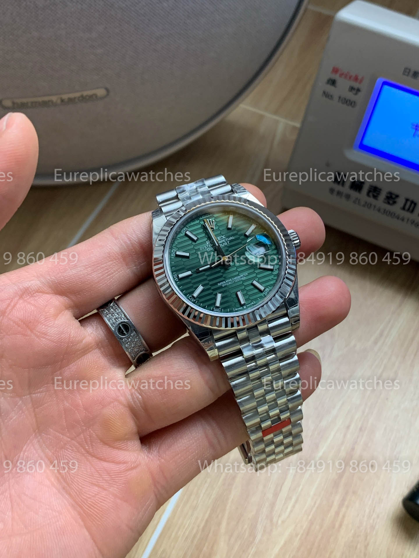 Rolex Datejust 41 M126334-0030 Cadran à motif vert Lunette cannelée 1:1 Meilleure version VS usine