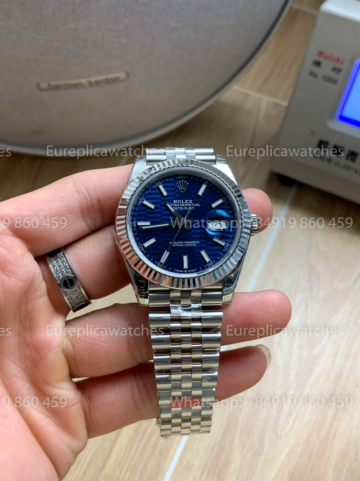 Rolex Datejust 41 M126334-0032 Cadran bleu à motif Lunette cannelée 1:1 Meilleure version VS usine