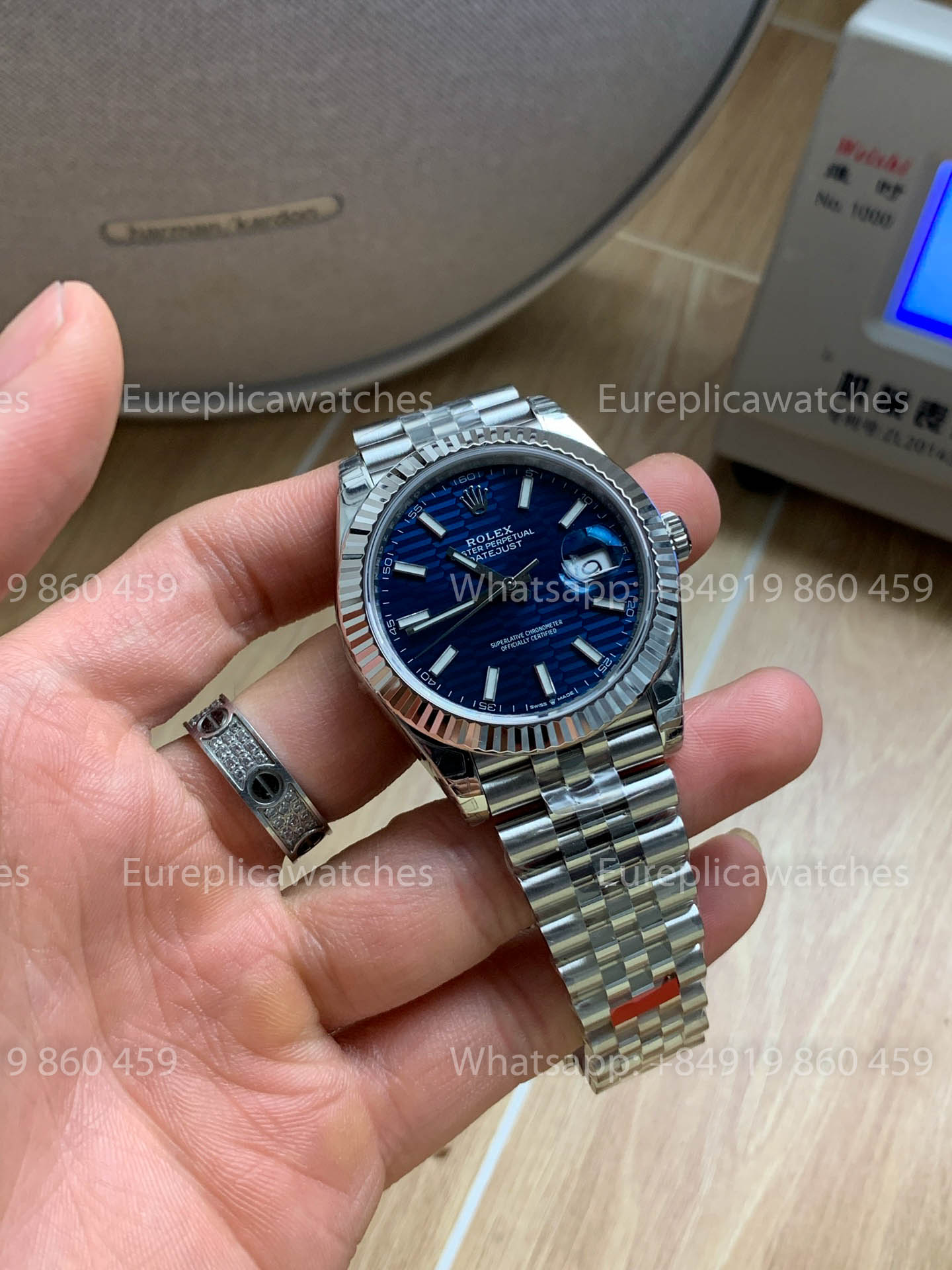 Rolex Datejust 41 M126334-0032 Cadran bleu à motif Lunette cannelée 1:1 Meilleure version VS usine
