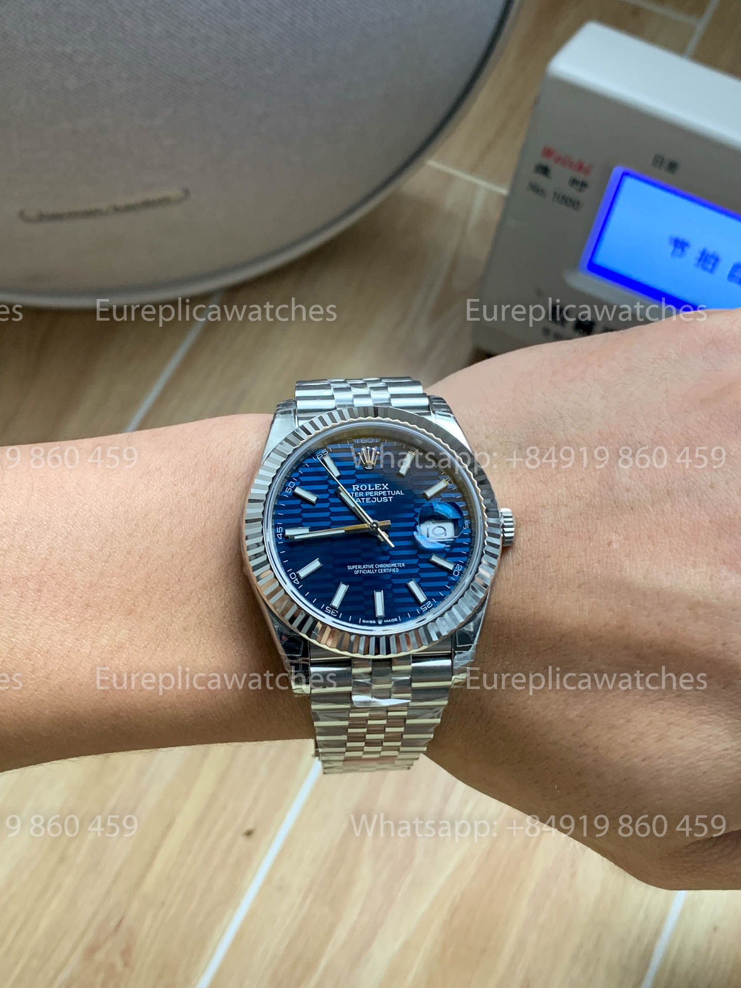 Rolex Datejust 41 M126334-0032 Cadran bleu à motif Lunette cannelée 1:1 Meilleure version VS usine