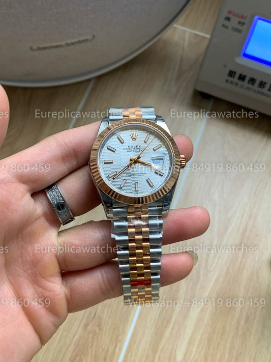 Rolex Datejust 41 M126331-0021 geriffeltes silbernes geriffeltes Motiv-Index-Zifferblatt 1:1 Beste Version VS Fabrik