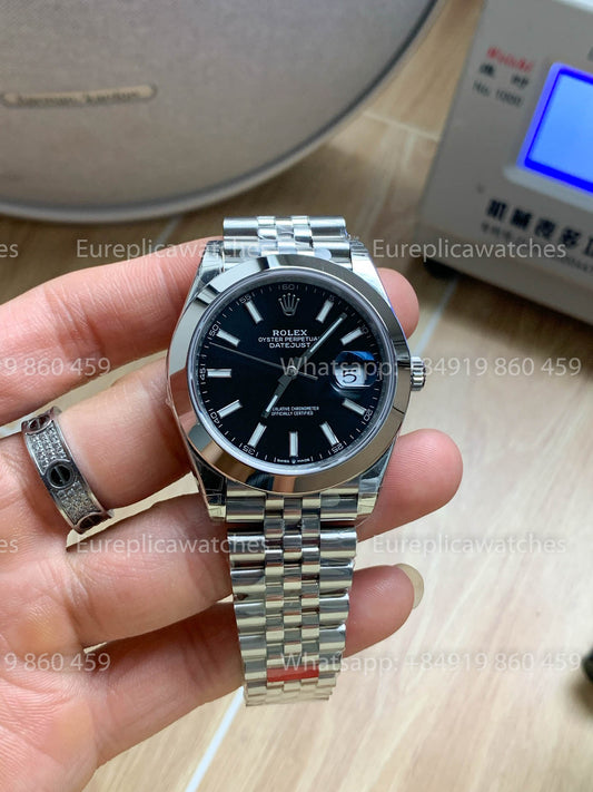 Rolex Datejust 41 M126300 Schwarzes Zifferblatt Glatte Lünette 1:1 Beste Version VS Fabrik