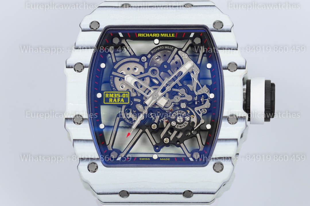 Richard Mille RM35-01 White Carbon 1:1 Best Version White Rubber Strap ZF Factory