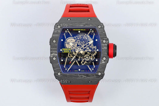 Richard Mille RM35-01 Black Carbon 1:1 Best Version Red Rubber Strap ZF Factory