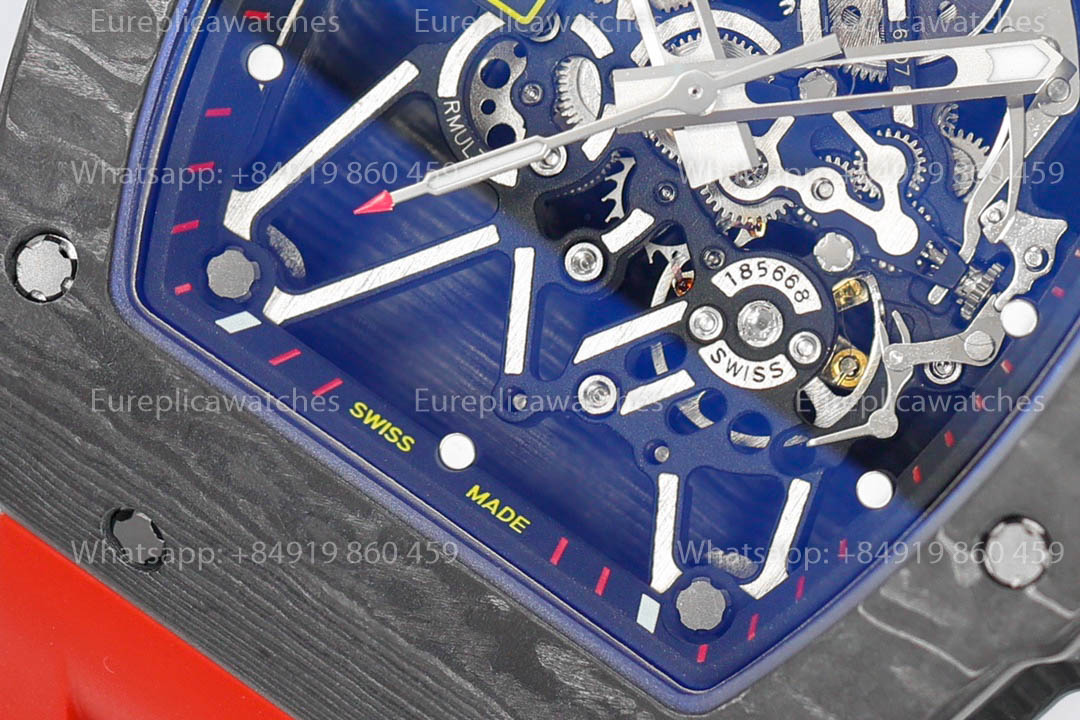 Richard Mille RM35-01 Black Carbon 1:1 Beste Version Rotes Kautschukarmband ZF Fabrik
