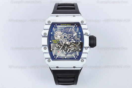 Richard Mille RM35-01 White Carbon 1:1 Best Version Black Rubber Strap ZF Factory