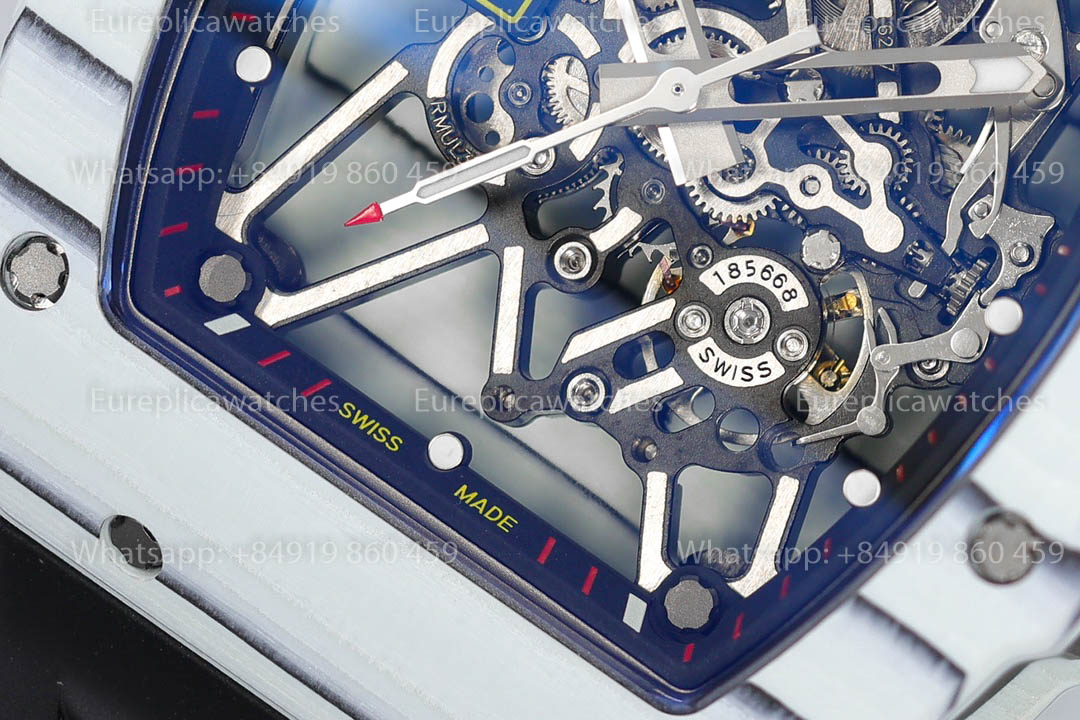 Richard Mille RM35-01 White Carbon 1:1 Meilleure Version Bracelet en Caoutchouc Noir Fabrique ZF