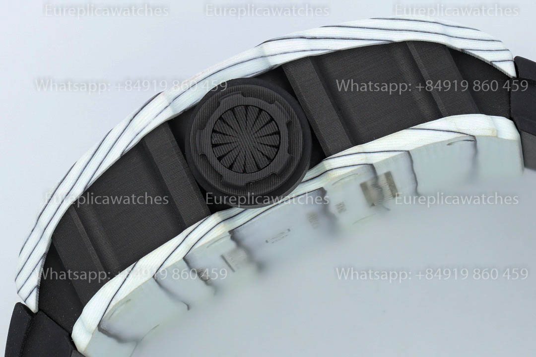 Richard Mille RM35-01 White Carbon 1:1 Meilleure Version Bracelet en Caoutchouc Noir Fabrique ZF