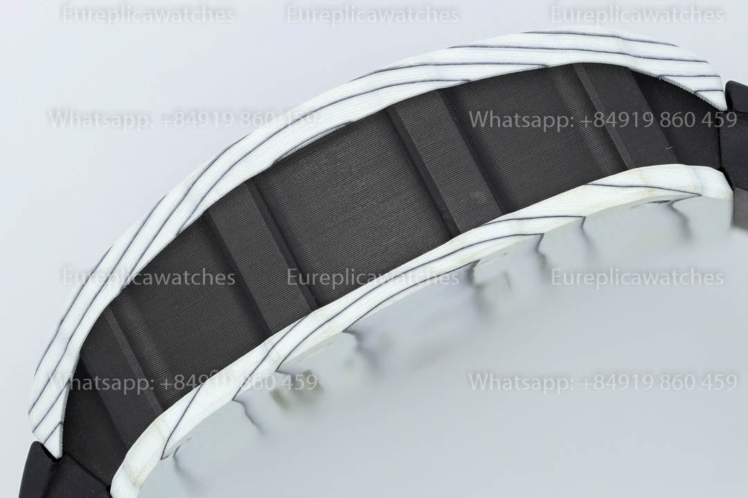 Richard Mille RM35-01 White Carbon 1:1 Meilleure Version Bracelet en Caoutchouc Noir Fabrique ZF