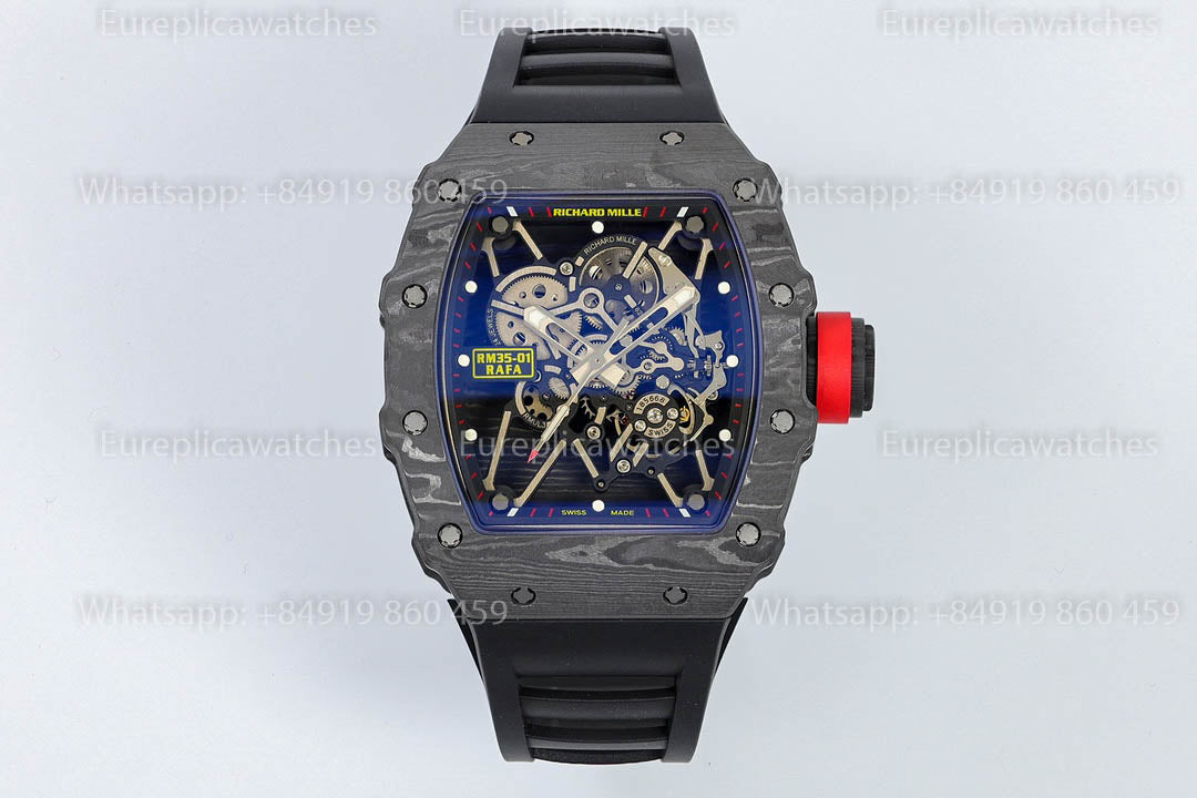 Richard Mille RM35-01 Black Carbon 1:1 Best Version Black Rubber Strap ZF Factory