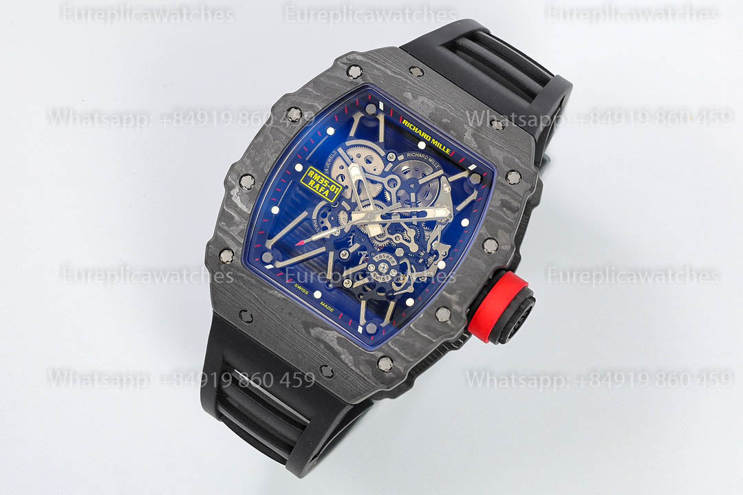 Richard Mille RM35-01 Black Carbon 1:1 Best Version Black Rubber Strap ZF Factory