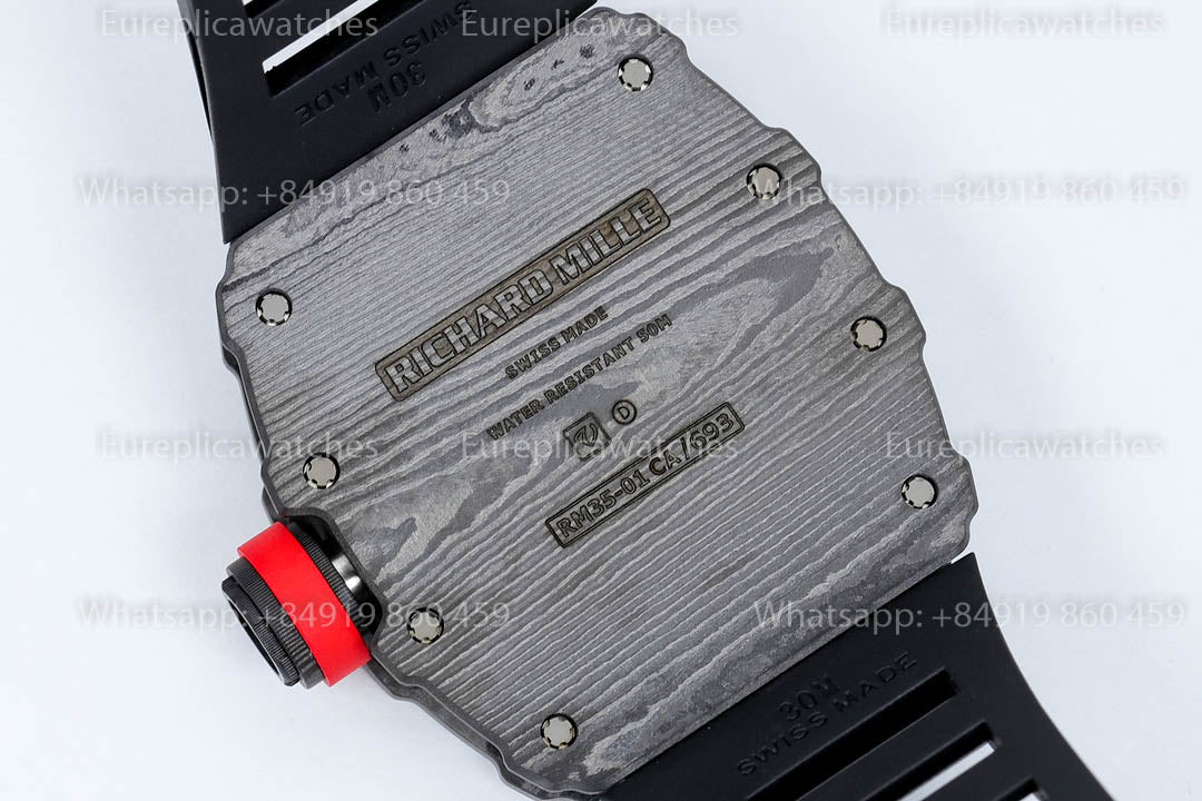 Richard Mille RM35-01 Black Carbon 1:1 Best Version Black Rubber Strap ZF Factory