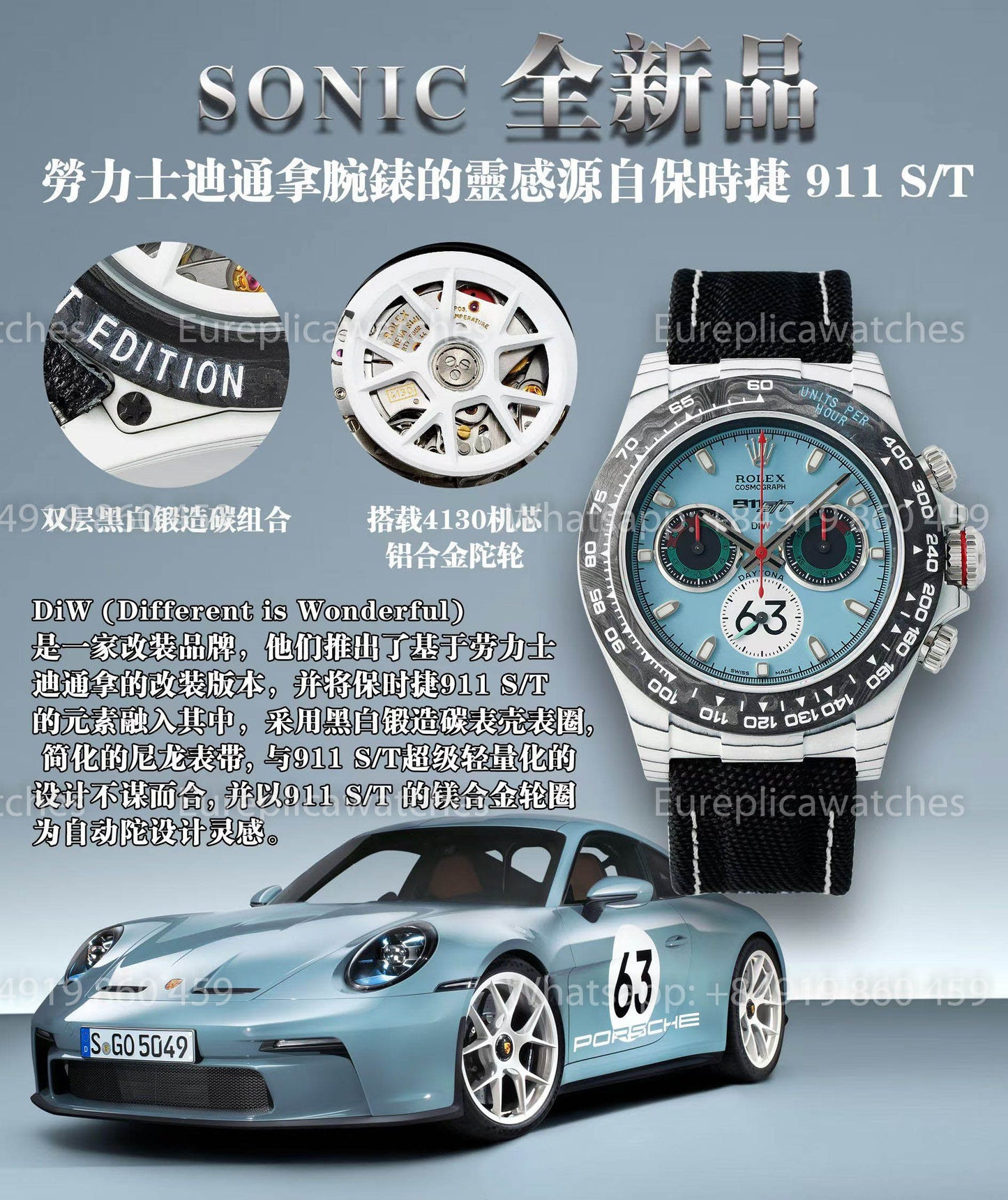 Rolex Daytona Édition Spéciale 911 S/T Boîtier Carbone 1:1 Meilleure Version Sonic Factory