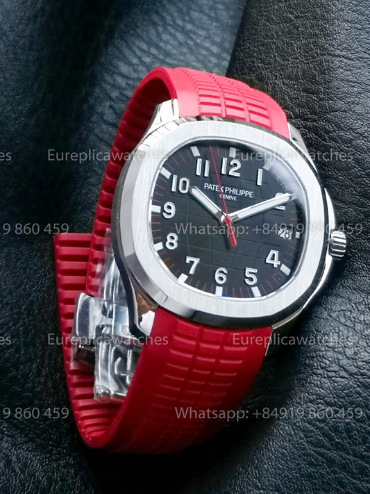 Patek Philippe Aquanaut 5167 Red Rubber Strap 1:1 Best Version BBF Factory Black Dial