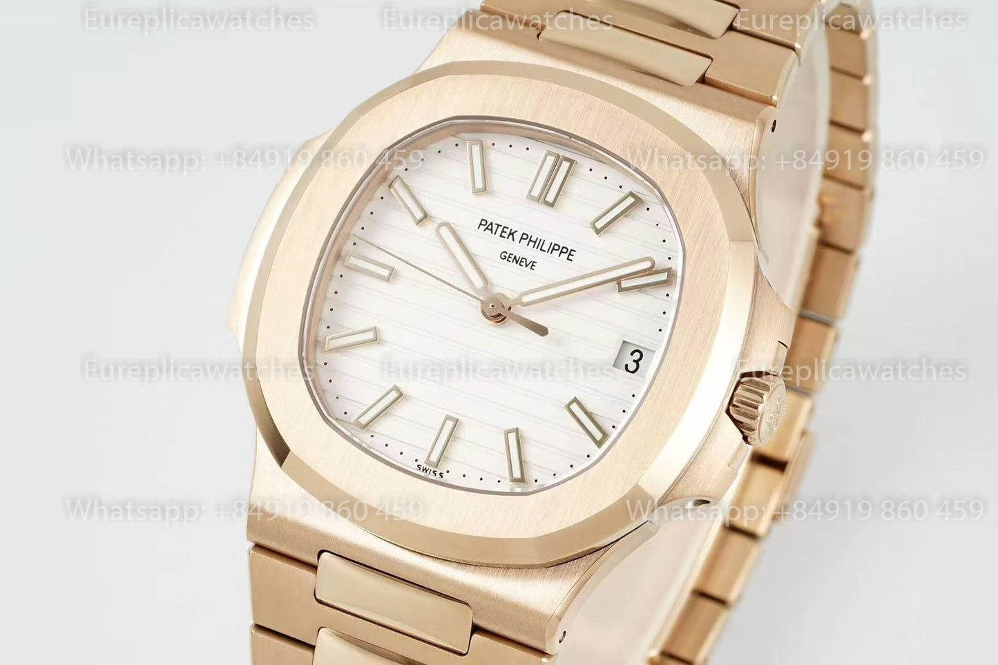 Patek Philippe Nautilus 5711J-001 Rose Gold 1:1 Best Version DDF Factory White Dial