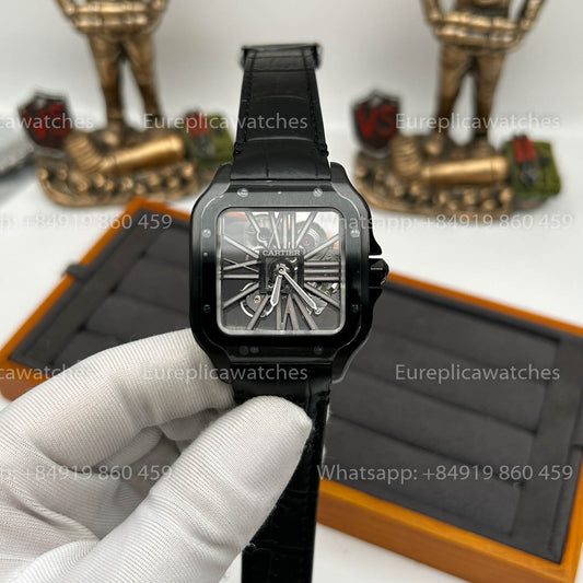 Cartier santos Skeleton 40mm  CRWHSA0009 TO119129 THB Factory 1:1 Best Version Leather Strap