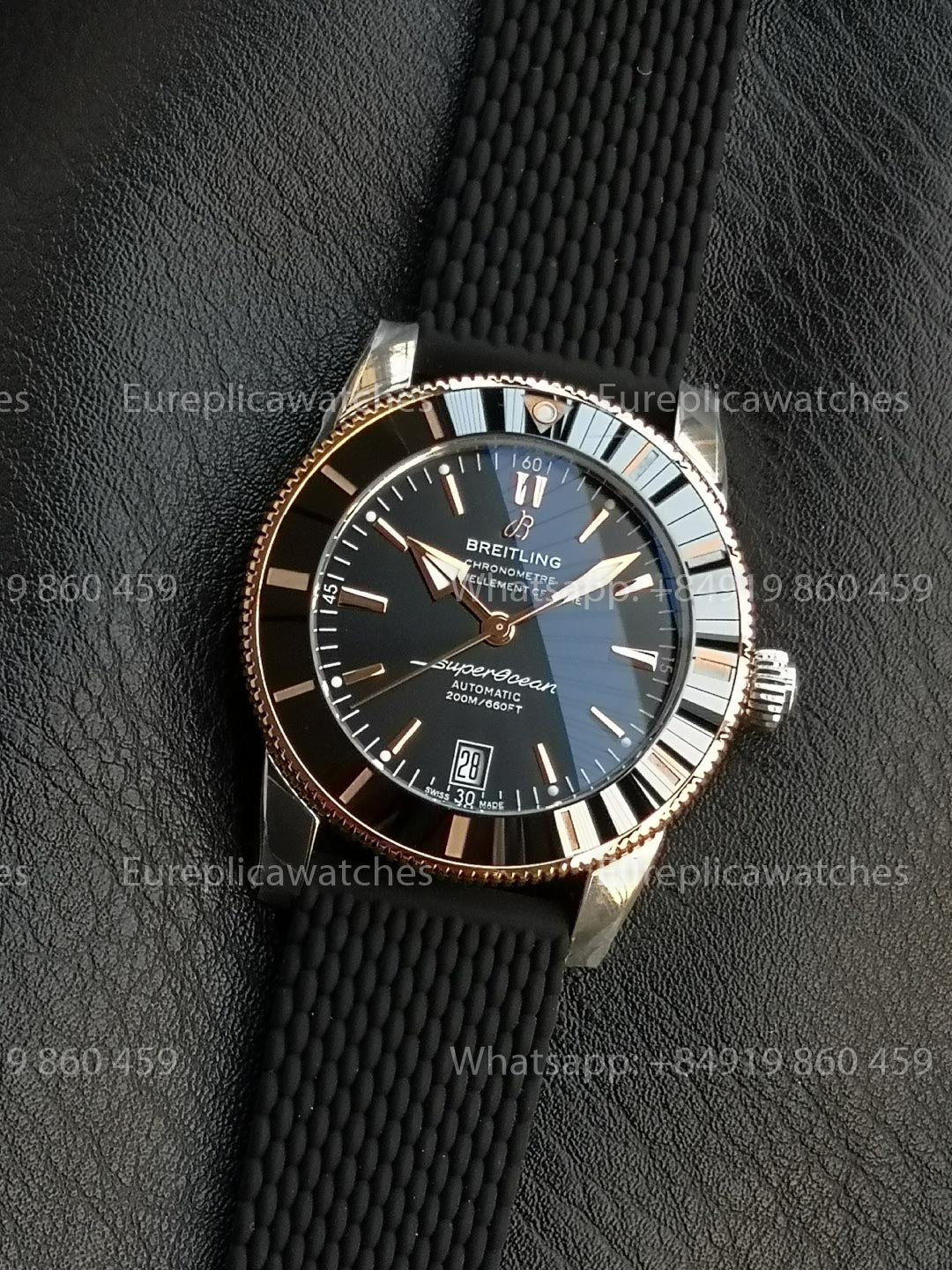 GF Factory Breitling SuperOcean Heritage II 42mm AB2010 42mm 1:1 Best Version Black RG Dial Rubber Strap