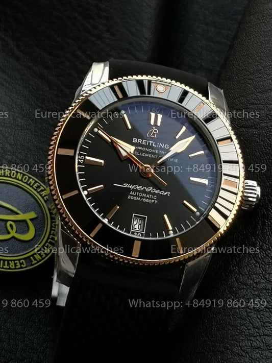 GF Factory Breitling SuperOcean Heritage II 42mm AB2010 42mm 1:1 Best Version Black RG Dial Rubber Strap