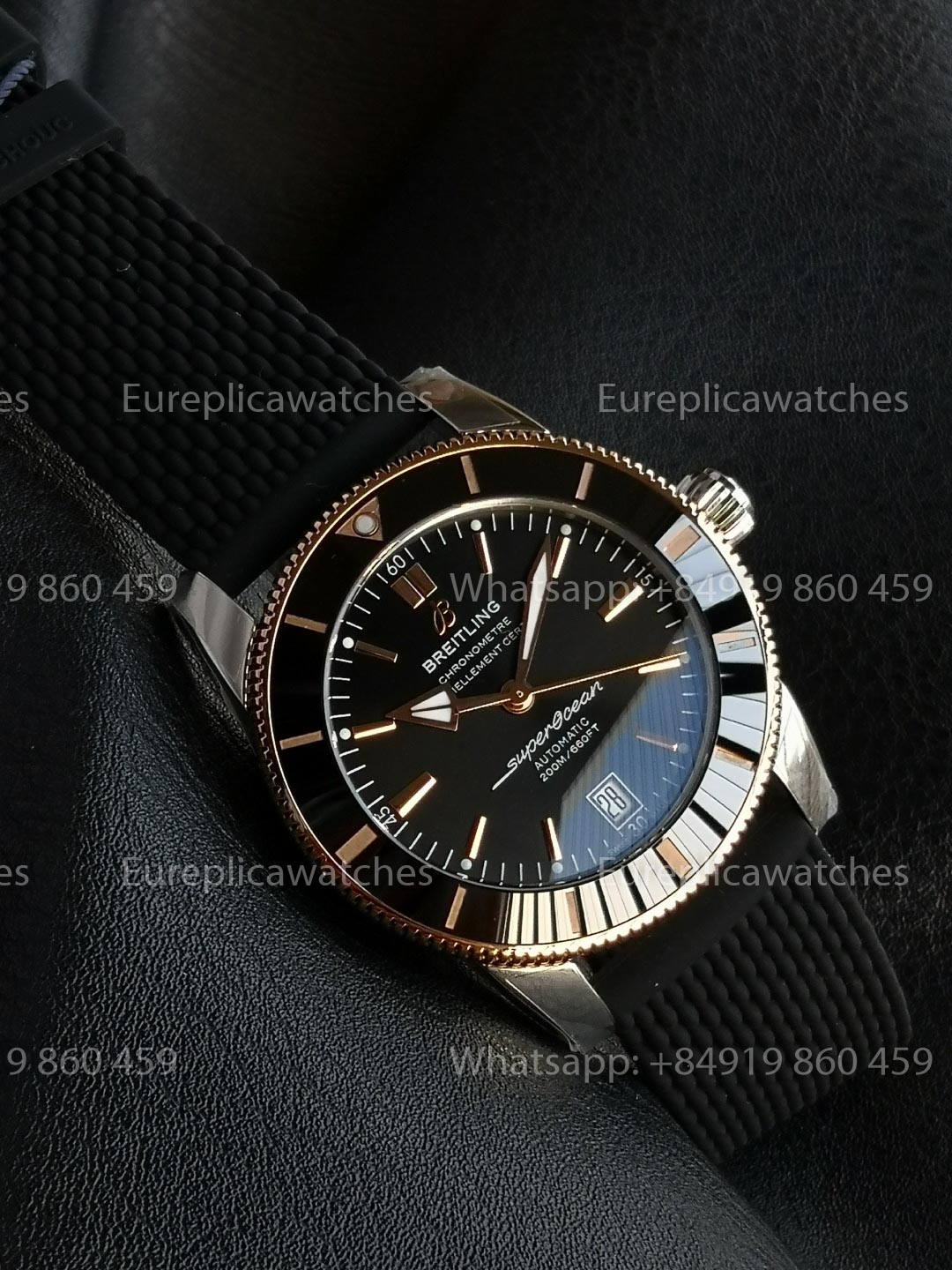 GF Factory Breitling SuperOcean Heritage II 42mm AB2010 42mm 1:1 Best Version Black RG Dial Rubber Strap