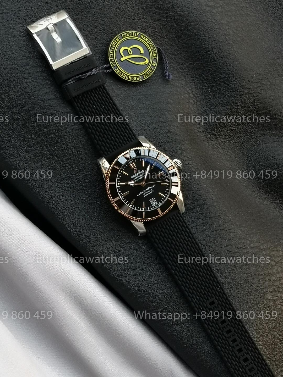 GF Factory Breitling SuperOcean Heritage II 42mm AB2010 42mm 1:1 Best Version Black RG Dial Rubber Strap