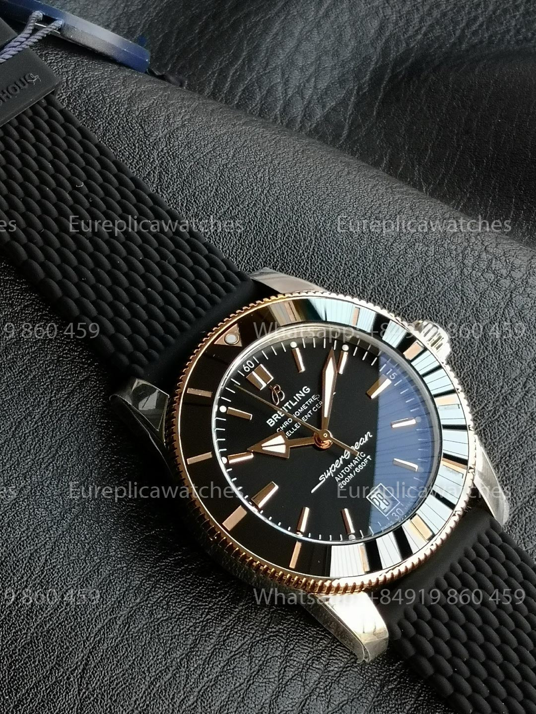 GF Factory Breitling SuperOcean Heritage II 42mm AB2010 42mm 1:1 Best Version Black RG Dial Rubber Strap