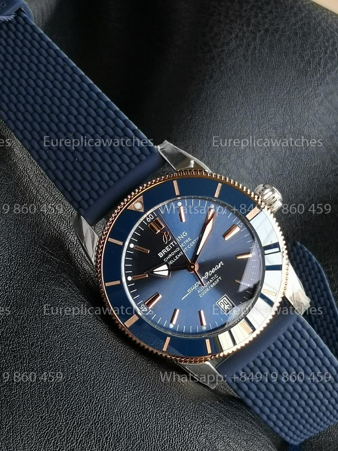GF Factory Breitling SuperOcean Heritage II 42mm AB2010 42mm 1:1 Best Version Blue RG Dial Rubber Strap