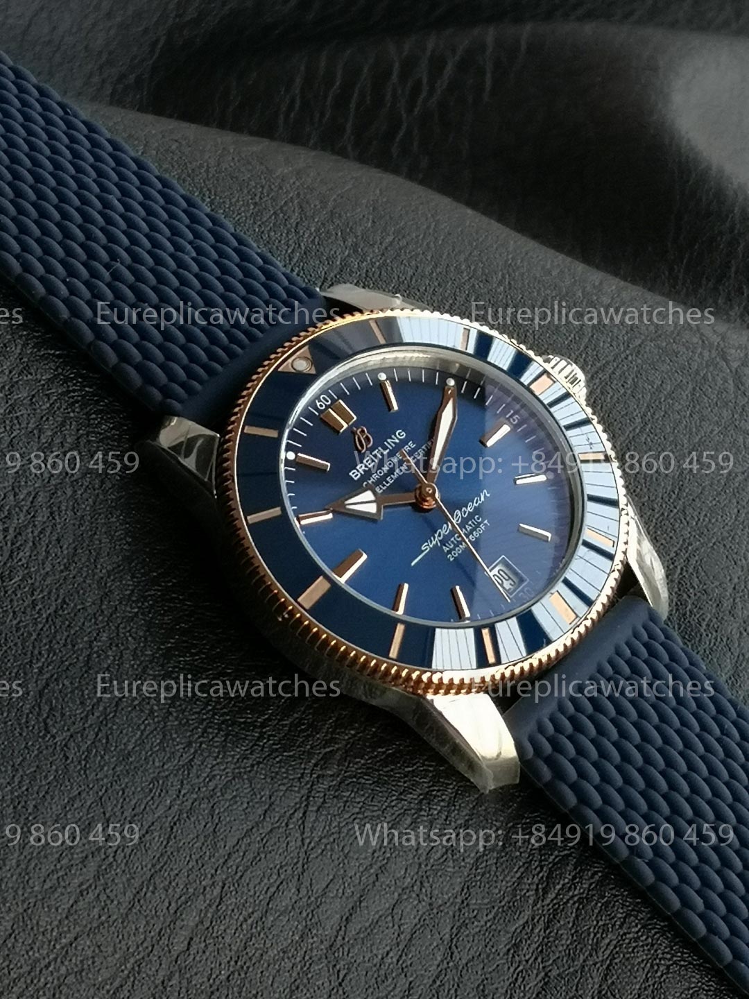GF Factory Breitling SuperOcean Heritage II 42mm AB2010 42mm 1:1 Best Version Blue RG Dial Rubber Strap