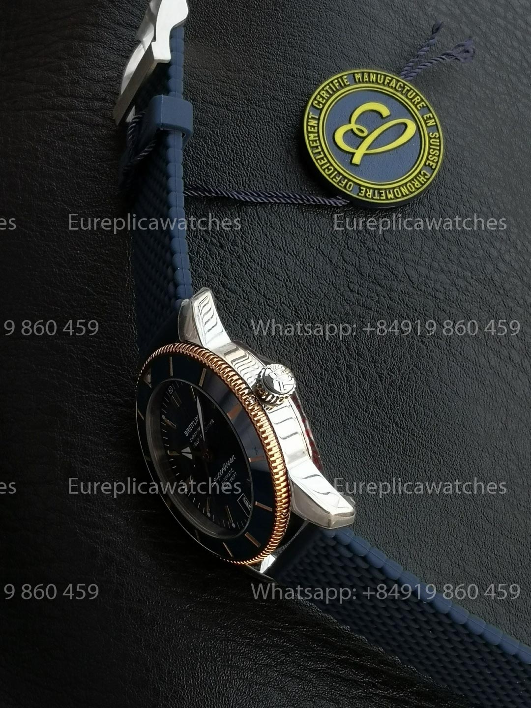 GF Factory Breitling SuperOcean Heritage II 42mm AB2010 42mm 1:1 Best Version Blue RG Dial Rubber Strap