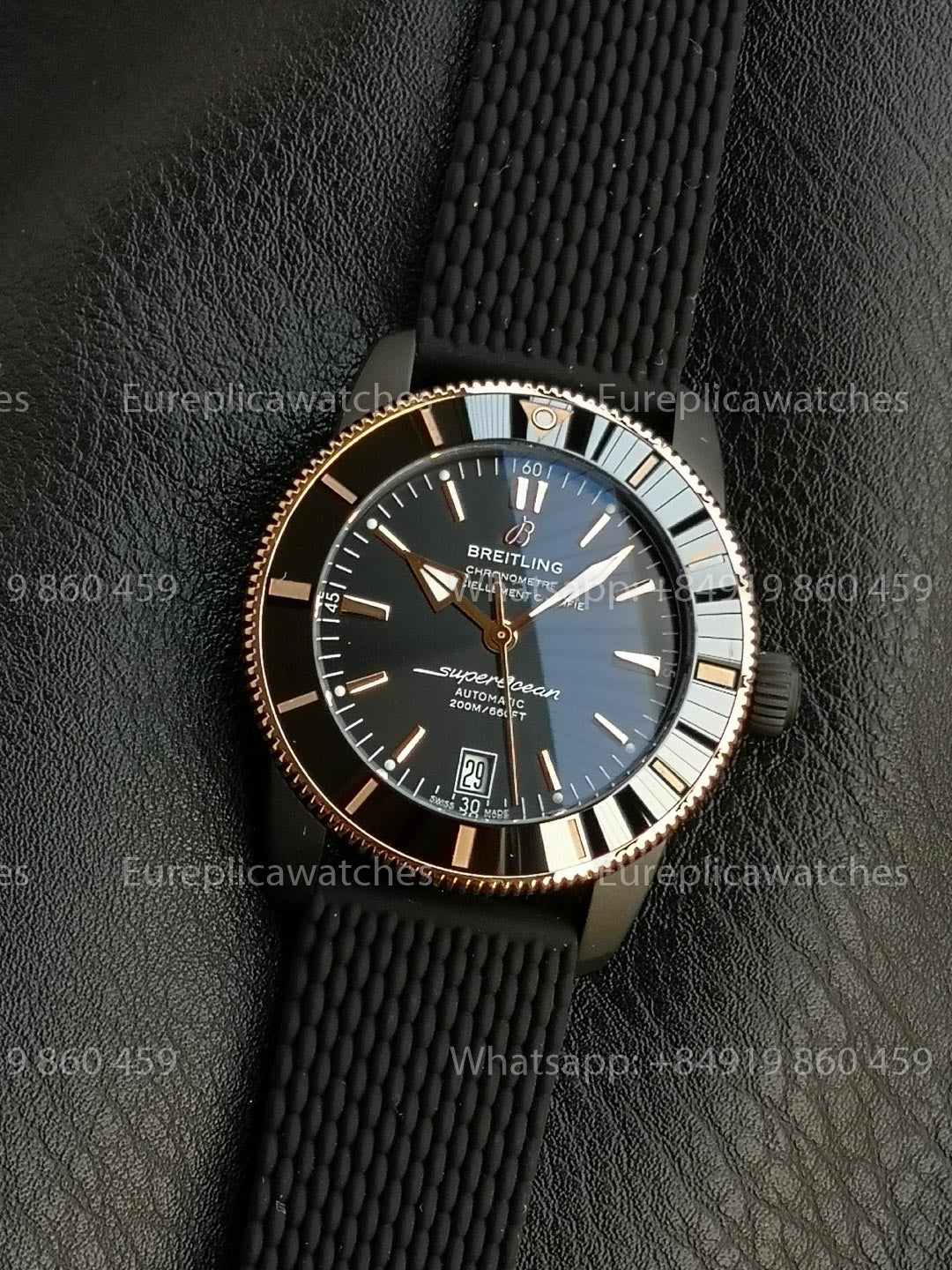 GF Factory Breitling SuperOcean Heritage II 42mm AB2010 42mm 1:1 Best Version Black RG Dial Rubber Strap