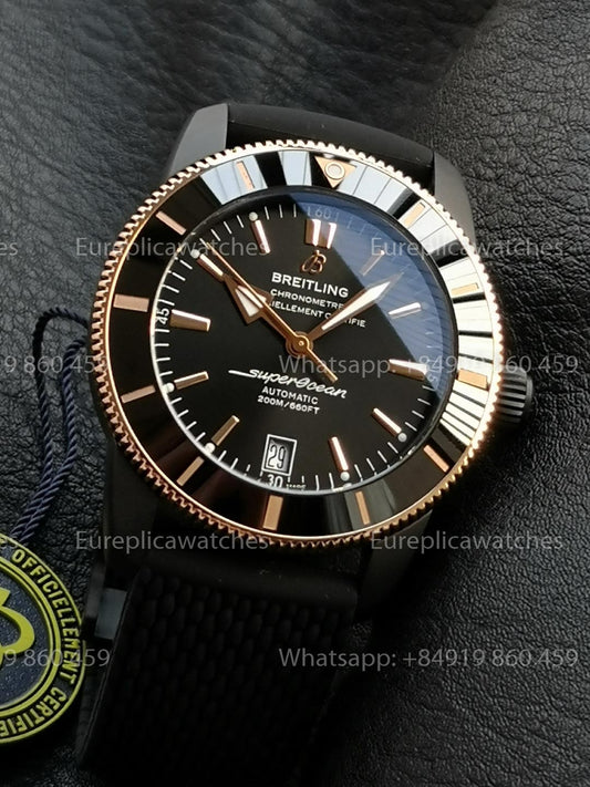 GF Factory Breitling SuperOcean Heritage II 42mm AB2010 42mm 1:1 Best Version Black RG Dial Rubber Strap