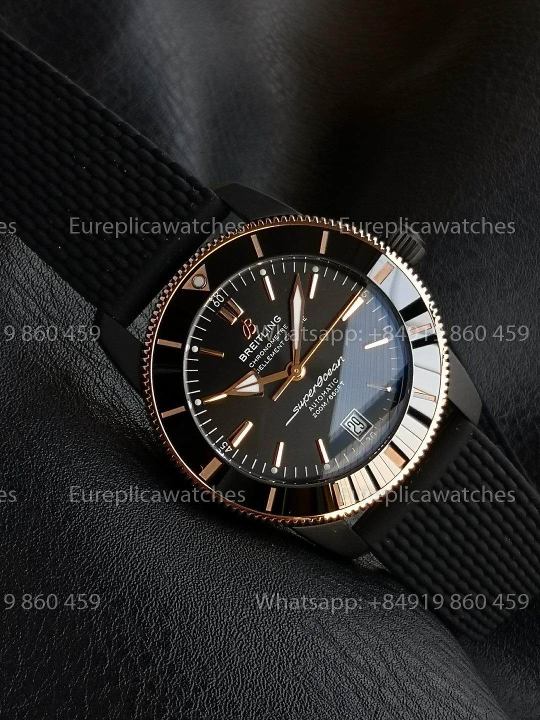 GF Factory Breitling SuperOcean Heritage II 42mm AB2010 42mm 1:1 Best Version Black RG Dial Rubber Strap