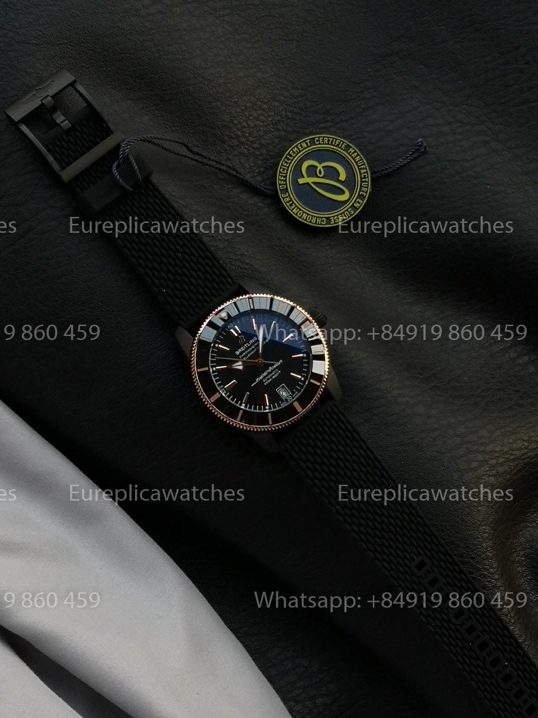 GF Factory Breitling SuperOcean Heritage II 42mm AB2010 42mm 1:1 Best Version Black RG Dial Rubber Strap