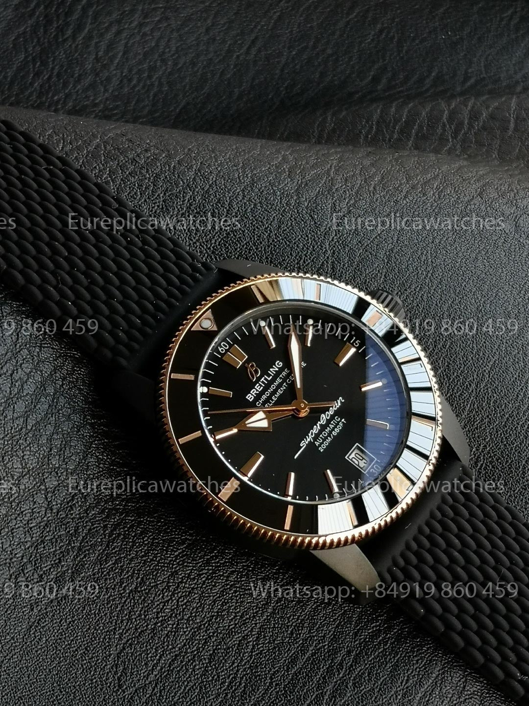 GF Factory Breitling SuperOcean Heritage II 42mm AB2010 42mm 1:1 Best Version Black RG Dial Rubber Strap