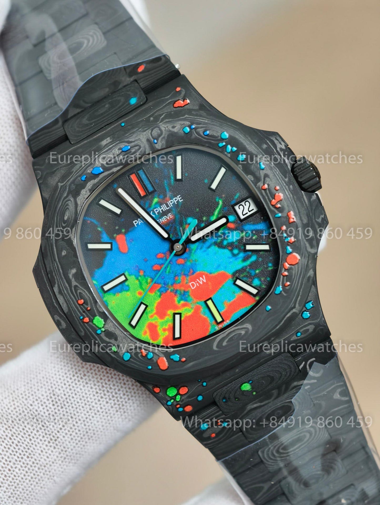 Diw Factory - Patek Philippe Nautilus Ref. 5711/1500A Carbon Motley Dial On Carbon Bracelet
