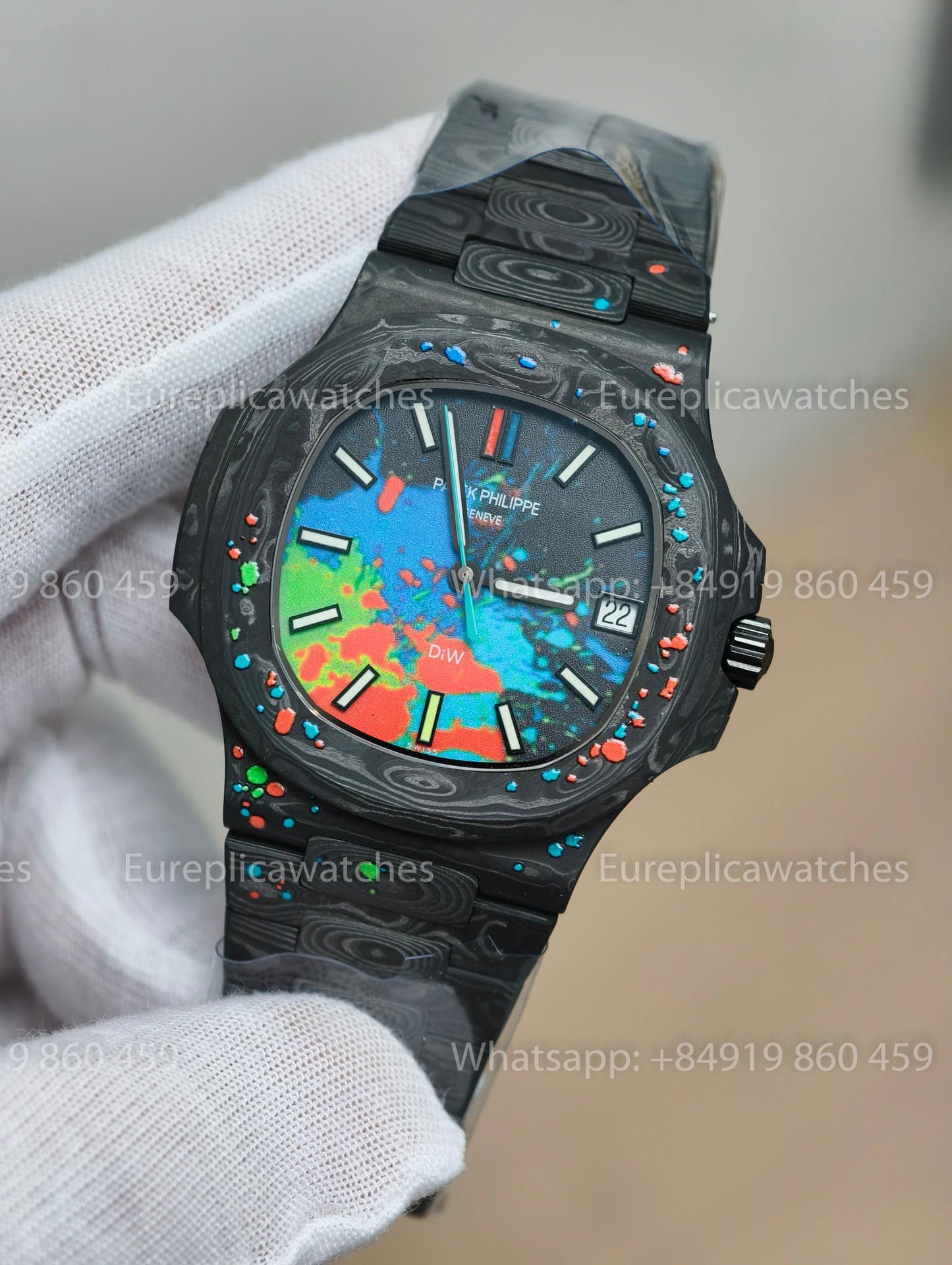Diw Factory - Patek Philippe Nautilus Ref. 5711/1500A Carbon Motley Dial On Carbon Bracelet