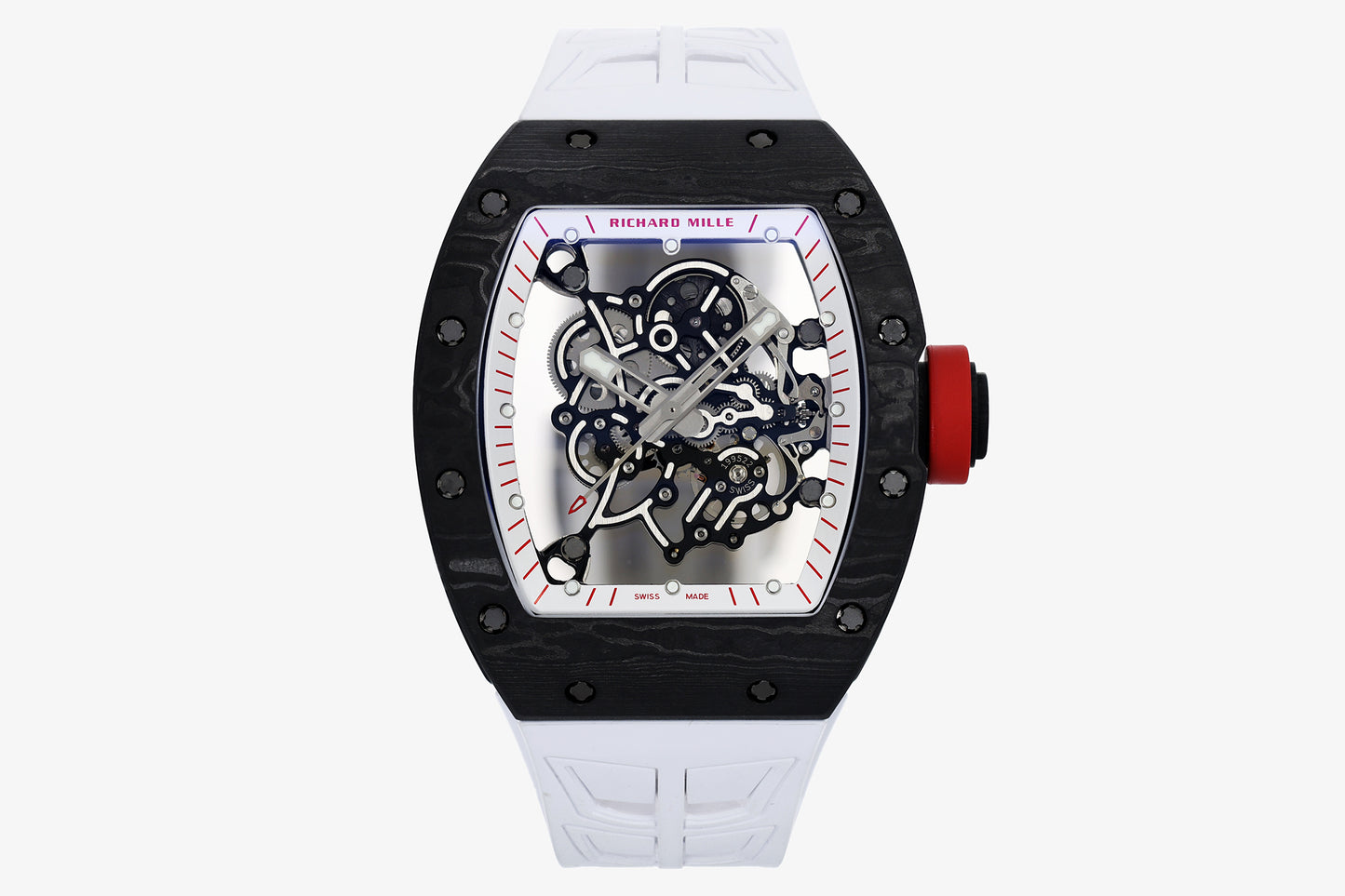 ZF Factory - RICHARD MILLE  RM055  NTPT V3 Carbon Fiber Case  Red Knob White Strap