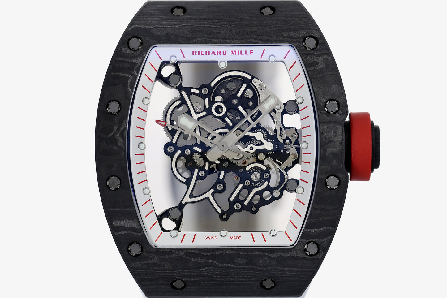 ZF Factory - RICHARD MILLE  RM055  NTPT V3 Carbon Fiber Case  Red Knob White Strap