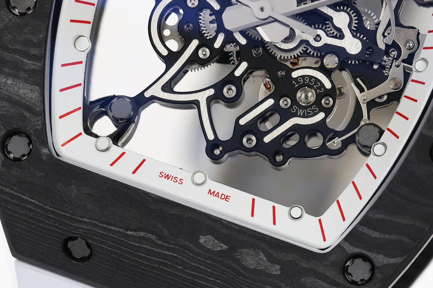 ZF Factory - RICHARD MILLE  RM055  NTPT V3 Carbon Fiber Case  Red Knob White Strap