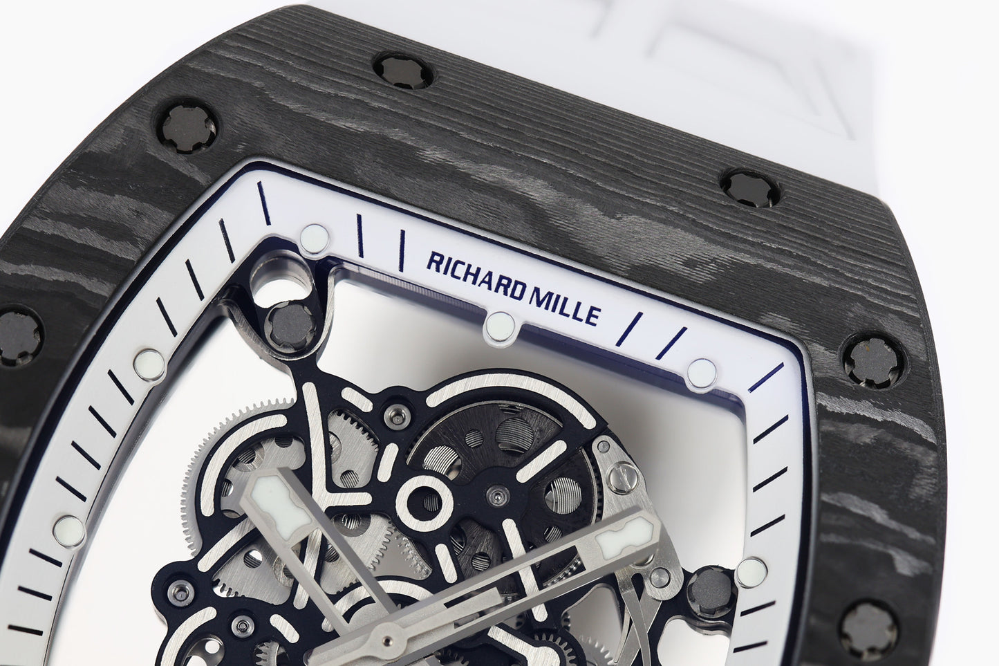 ZF Factory - RICHARD MILLE  RM055  NTPT V3 Carbon Fiber Case White Strap